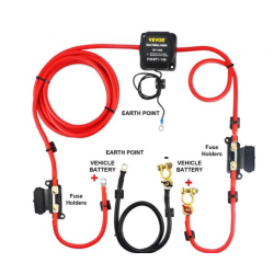 VEVOR Split Charge Relay Kit Voltage Sense Relay 2 metre 12v 140AMP