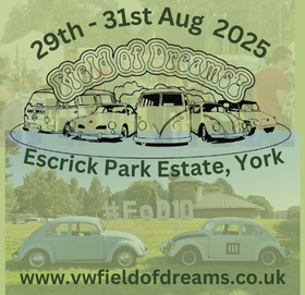 The Field of dreams aircooled VW show image logo is used here.