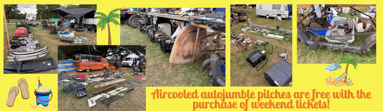 Image saying how you can get a free aircooled autujumble pitch if you book a weekend camping ticket