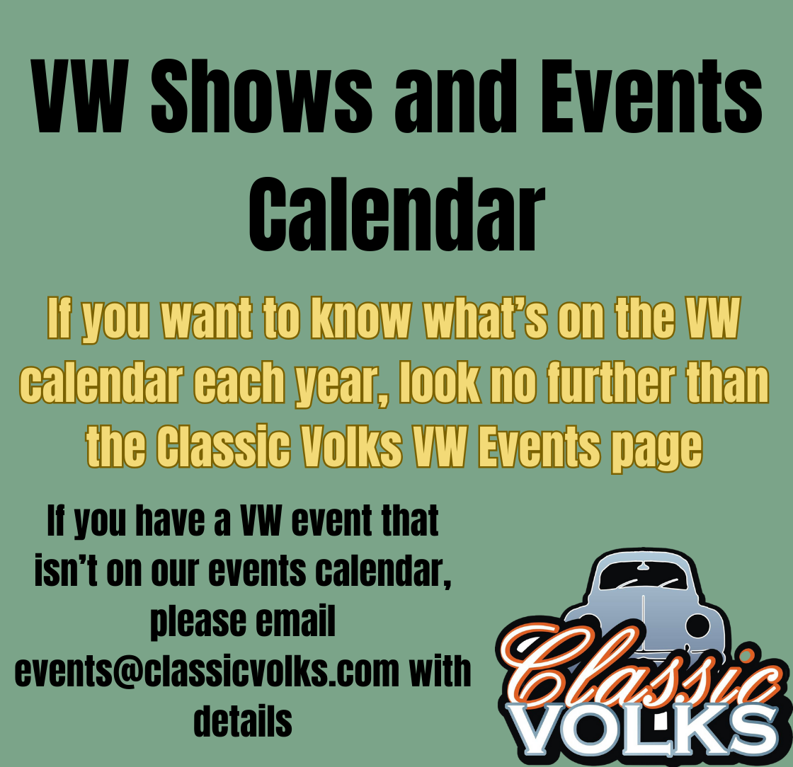 Image with text about the VW events calendar.